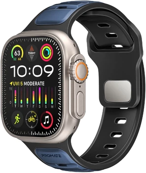 Ремінець Promate SiliBand-DC для Apple Watch 42/44/45/49 мм Blue (siliband-dc.blue)