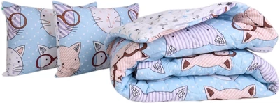 Набор MirSon №2807 Color Fun Line Whales одеяло летнее полуторное 140х205 EcoSilk + две наволочки 50х70 (2200006684442)