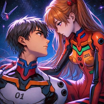 Алмазна Мозаїка SHLab Аніме Evangelion Сіндзі Ікарі та Аска SHS-40379 40x40 см (Повна Викладка) (40379)
