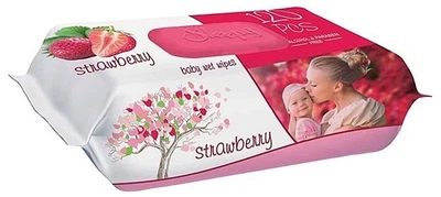 Влажные салфетки с клапаном «Sleepy» клубника, 120 шт