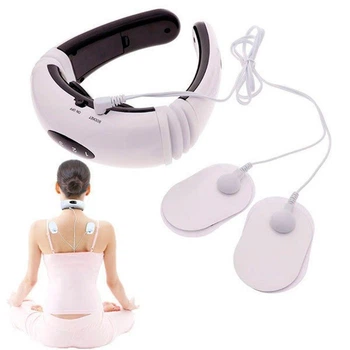Импульсный массажер-электростимулятор для шейного отдела Neck Massager, электромассажер для шеи Белый MNX-858