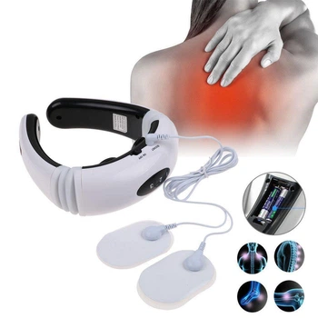 Электромассажер для шеи Neck Massager, импульсный массажер-электростимулятор для шейного отдела Белый HX-5880