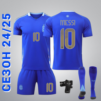 Футбольная форма детская Messi (Месси) 10 сборная Аргентины, сезон 24/25 с гетрами (размер 34-38) и щитками, размер 24, рост 130-140, синяя
