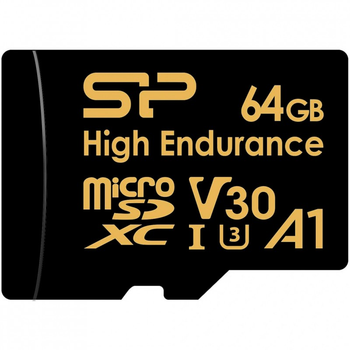 Карта памяти Silicon Power 64GB microSDXC class 10 UHS-I U3 V30 A1 High Endurance (SP064GBSTXDV3V1HSP) (249849)