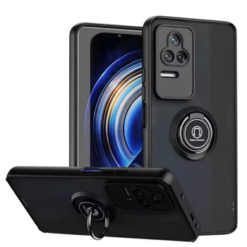Чехол Fiji Colorframe для Xiaomi Poco F4 матовый бампер с кольцом Black
