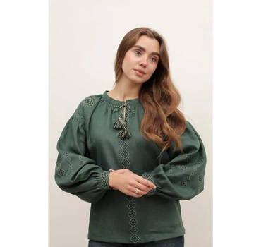 Вишиванка жіноча Діамант Vovna Зелена розмір 58 XXXL (5000561)