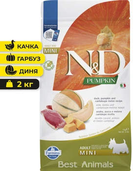Сухий корм для собак малих порід Farmina N&D Pumpkin Фарміна з качкою гарбузом та динею 2 кг (8010276038937)