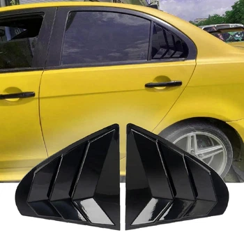 Накладки на окна задней двери Mitsubishi Lancer X седан уголки жабры 2шт цвет Черный