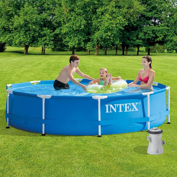 Каркасный бассейн Intex 28202NP 305×76 см, 4495 л, 3-слойный ПВХ, стальной каркас, с фильтром, Синий