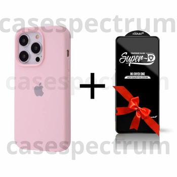 Чехол силиконовый Premium Silicone Case Full для Apple iPhone 11 Pro Max chalk pink + Подарок защитное стекло ESD Mietubl для Apple iPhone