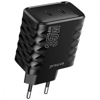 Блок живлення Proove Speed Surge Gan 35W (Type-C + Type-C) Black