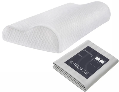 Набор U-tek Подушка Memory Wawe 49х32 см + Наволочка Wawe M Soft Grey Stripe Сатин Серая полоска 49х32х10.5 см (pWaweM+SGS49321)