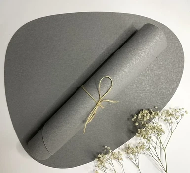 Салфетки-подложки под тарелки Stone Grey 45х37 см экокожа серые