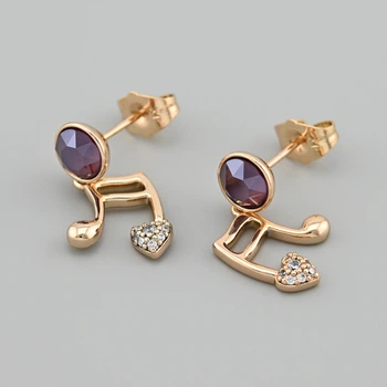 Сережки з кристалами Swarovski 53233 розмір 22х12 мм колір аметистовий опал вага 3.1 г позолота 18К