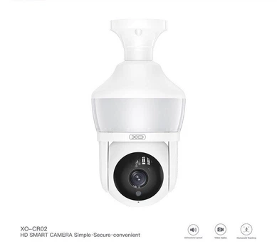 Внутренняя поворотная WiFi видеокамера XO CR02 Magic Light Bulb EU 3Мп для видеонаблюдения Белая