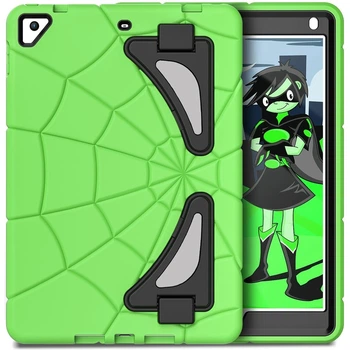 Чехол STR Spider Apple iPad Air 2 (9.7" экран) детский с подставками Spiderman Green/Black