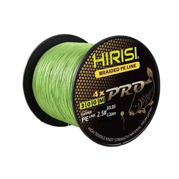 Плетеная нить Hirisi, 300 м Зеленый четырехжильный шнур для рыбалки 0,16 мм