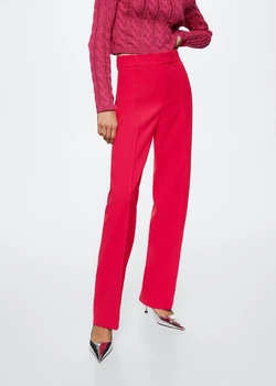 Штани MANGO Maca Straight Suit Фуксія 32 37085145