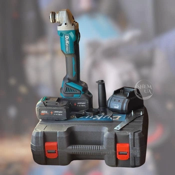 Беспроводная болгарка с 2 аккумуляторами 48V Duku Tool, аккумуляторная угловая шлифмашина в пластиковом кейсе GBK-248-Blue/Black