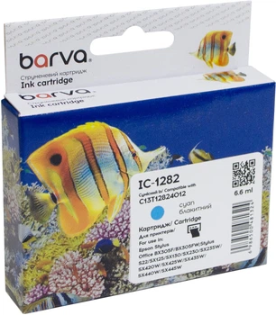 Картридж Barva сумісний з Epson T1282 (C13T12824011/C13T12824012) 6.6 мл 260 арк Cyan (IC-1282)