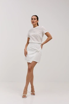 Спідниця міні льоновмісна з перекрутом Wear me S Молочний (20_25_91_11135)