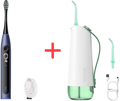 Набір Oclean Електрична зубна щітка X Lite Blue + Іригатор Oclean W10 Green NEW-2 NOZZLES (6970810555974/6970810555745)