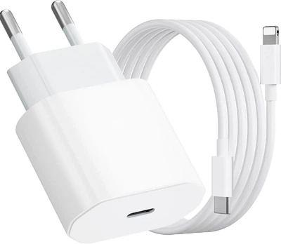Комплект быстрой зарядки для Apple iPhone, iPad Сетевое зарядное устройство Блок питания 25W USB-C Power Adapter (Type-C) Кабель зарядки USB-C to Lightning White