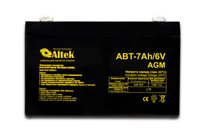 Аккумулятор ALTEK ABT-7Ah/6V AGM