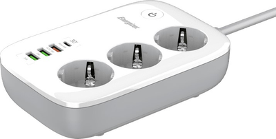 Мережевий фільтр Energizer 3 розетки 4 USB 2 м White (EPB2500W02EU)