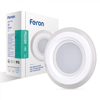 Встраиваемый LED светильник FERON AL2110 6W круглый 480Lm 5000K