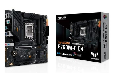 Материнська плата LGA1700, Asus TUF GAMING B760M-E D4, B760, 4xDDR4, Int.Video(CPU), 4xSATA3, 2xM.2, 2xPCI-E 16x 4.0, 1xPCI-E 1x 4.0, 1xM.2 (Key E), Realtek 7.1, Realtek 2.5Gb, 6xUSB3.2/6xUSB2.0, HDMI/DP, MicroATX