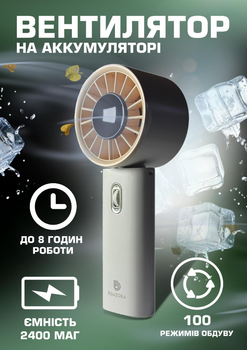 Вентилятор портативний акумуляторний Remzona Fan Breezy 3.5W ручний бездротовий на акумуляторі HMF-01WT бежевий