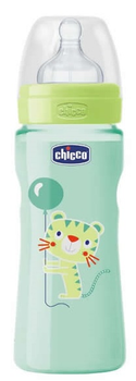 Пляшка для годування Chicco Well-Being Silicone PP Fast Flux Green 4m+ Зелена 330 мл (8058664058037)