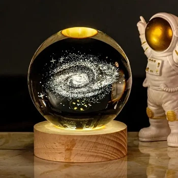 Светодиодный хрустальный шар, декоративный универсальный 3D ночник, хрустальный шар
