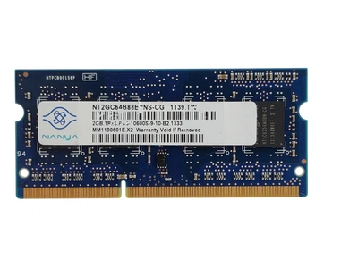 Оперативна пам'ять для ноутбука SODIMM Nanya DDR3 2Gb 1333MHz PC3-10600S (NT2GC64B88B0NS-CG) 14167