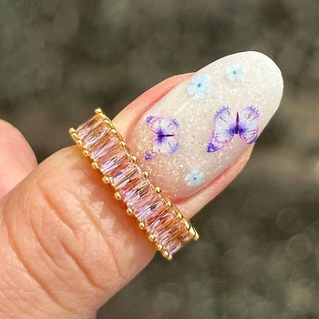 Кольцо с дорожкой розовых камней LUX Diamond (Размер регулируется)
