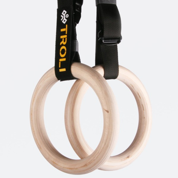 Гімнастичні кільця дерев'яні з стропами Troli Wooden Rings with Slings 5.5 метрів х 25мм 28мм