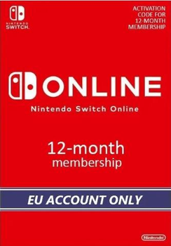 Карта пополнения Nintendo Switch Online Membership - 12 месяцев EU-регион