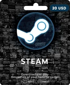 Карта пополнения Steam на 20 долларов США только для USD