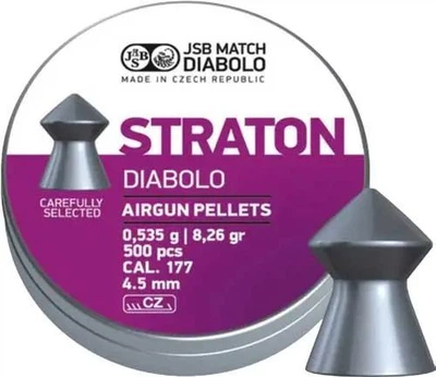 Кулі пневматичні JSB Diabolo Straton кал. 4.5 мм. Вага - 0.53 г. 500 шт/уп