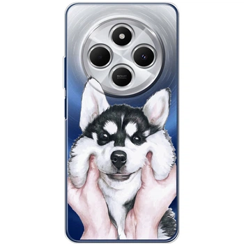Силиконовый Прозрачный Чехол с Картинкой для Xiaomi Poco C75 Принт (Собака, Хаски) (64289-ysp53)