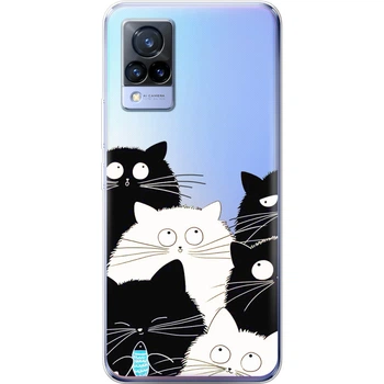 Силиконовый Прозрачный Чехол с Картинкой для Vivo V21 Принт (Кошки) (43146-ysp167)