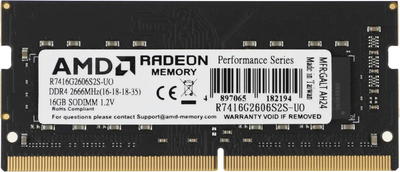 Pamięć RAM AMD SODIMM DDR4-2666 16384MB PC4-21300 Radeon R7 Performance (R7416G2606S2S-UO)