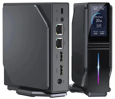 Неттоп Firebat S1, Black, N100 (4x3.4 GHz, 6 Вт), 8Gb DDR4 3200 MHz SO-DIMM, 256Gb SSD NVMe, 1xM.2 2280, UHD Graphics, WiFi 6, Bluetooth 4.2, 2xGLan, 2xUSB 3.0 / 2xUSB 2.0, 2xHDMI, РК екран, Windows 11 Pro