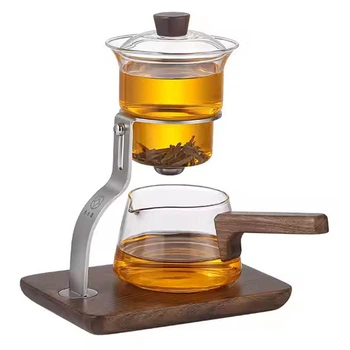 Чайник для заваривания с фильтром TeaPot D-40 Automatic tea maker боросиликатное стекло 300/400ml Transparent Gold