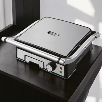 Электрогриль контактный прижимной c терморегулятором BBQ Bitek BT гриль зі знімними пластинами 3000Вт для мʼяса, риби (7862)