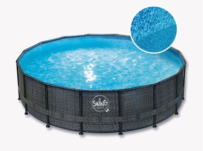 Басейн каркасний 5,49х1.32 м без фільтру, AZURO SWING Wicker dark 3EXB0199