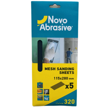 Шліфувальна сітка NovoAbrasive (115x280 мм, Р320, 5 шт.) абразивна наждачка для гіпсу та штукатурки (25790)