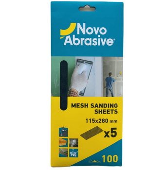Шліфувальна сітка NovoAbrasive (115x280 мм, Р100, 5 шт.) абразивна наждачка для гіпсу та штукатурки (25786)