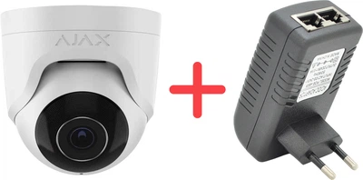 Проводная IP-камера Ajax TurretCam 5 Mp/2.8 мм White + POE инжектор в подарок (TurretCam (5 Mp/2.8mm)W+P)